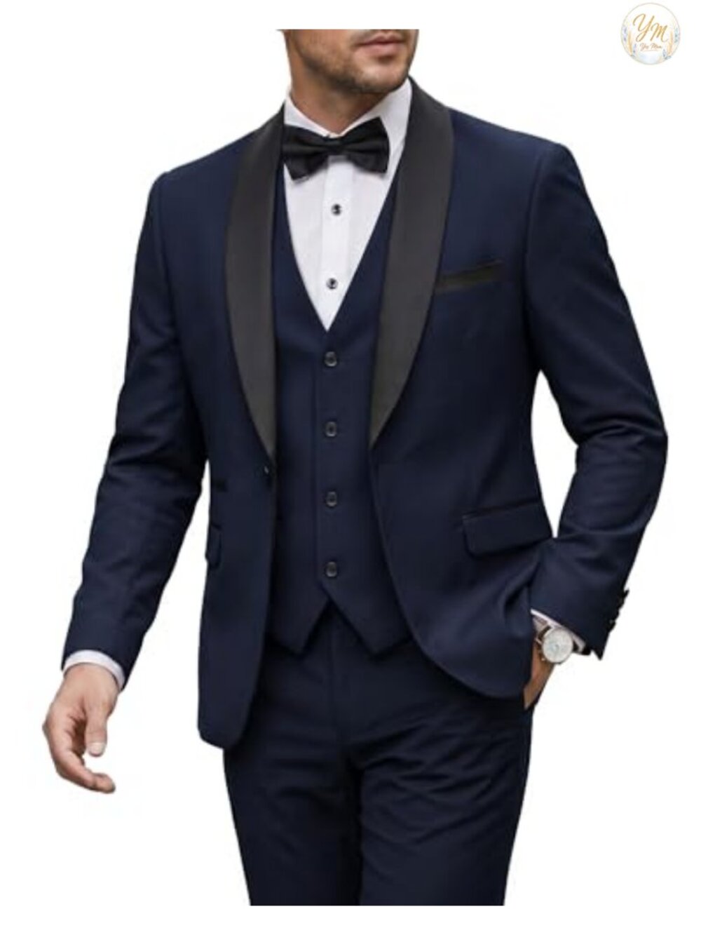 3 Piece Slim Fit Tuxedo Set for Men Shawl Lapel Blazer Vest Pants